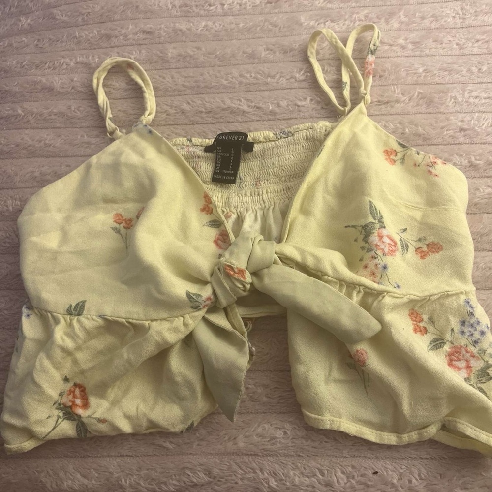 Forever 21 Light Yellow Floral Skirt